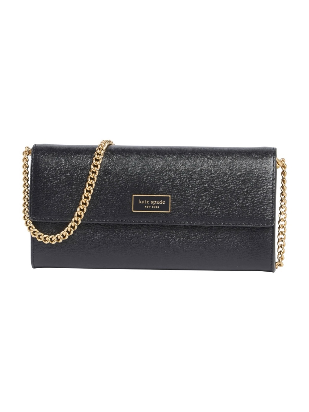 Kate Spade Katy Black Leather Flap Crossbody Continental Wallet $248 Retail NWT